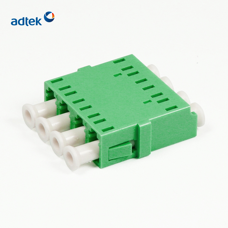LC/APC-LC/APC Quadruplex Singlemode Earless Fiber Optic Adapter Telecom Grade