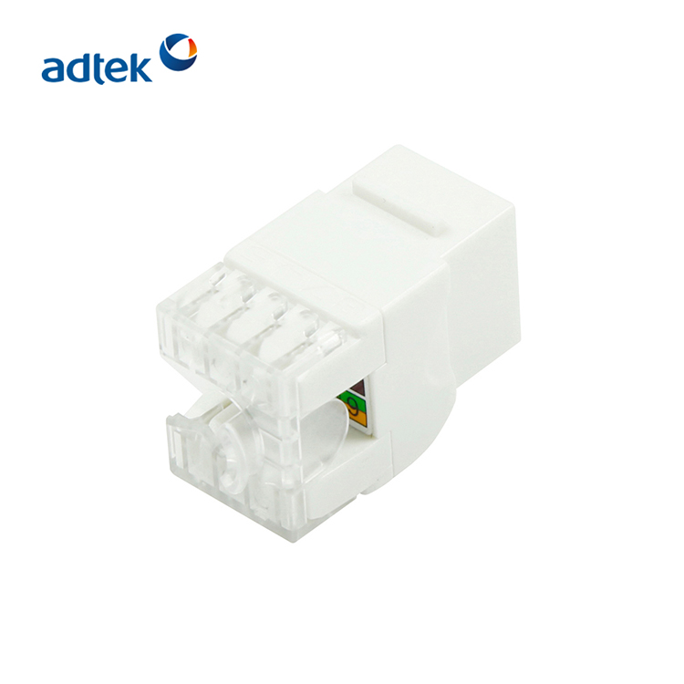 CAT6 Unshielded FTP 180° Wire Tapping Network Module Dual Use Terminals White Keystone Jack