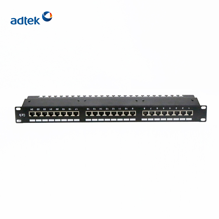 1U 24 Port CAT5E Shielded FTP Copper Patch Panel Dual Use Terminal With Ground Wire